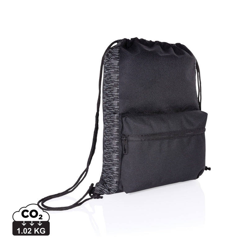 Load image into Gallery viewer, Reflective drawstring backpack from XD Collection's AWARE™ RPET Bags &amp; Travel line, featuring a lightweight, eco-friendly design.
