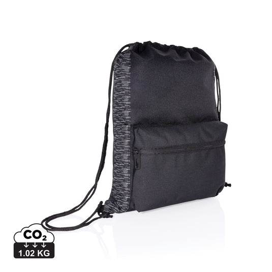 Reflective drawstring backpack from XD Collection's AWARE™ RPET Bags & Travel line, featuring a lightweight, eco-friendly design.