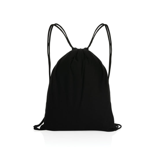 Recycled cotton drawstring backpack by XD Collection featuring impact AWARE™ eco-friendly design and durable 145g fabric.