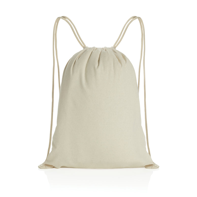 Load image into Gallery viewer, Recycled cotton drawstring backpack from XD Collection Impact AWARE™ in black, lightweight bags and travel accessory.

