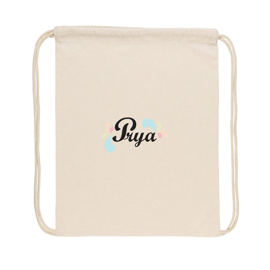 Recycled cotton drawstring backpack from XD Collection Impact AWARE™ with adjustable straps and spacious main compartment.