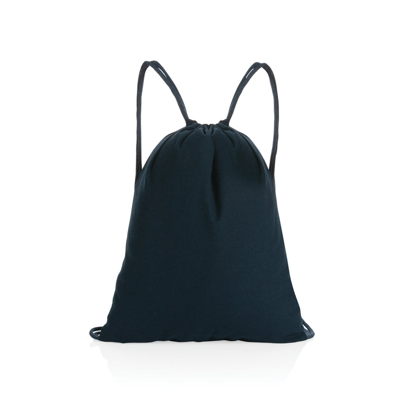 Load image into Gallery viewer, Recycled cotton drawstring backpack by XD Collection, Impact AWARE™ brand, lightweight 145g bag for travel and everyday use
