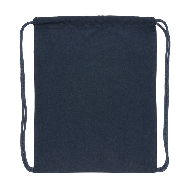 Load image into Gallery viewer, Recycled cotton drawstring backpack by XD Collection, Impact AWARE™ logo, lightweight 145g bag for travel and everyday use.
