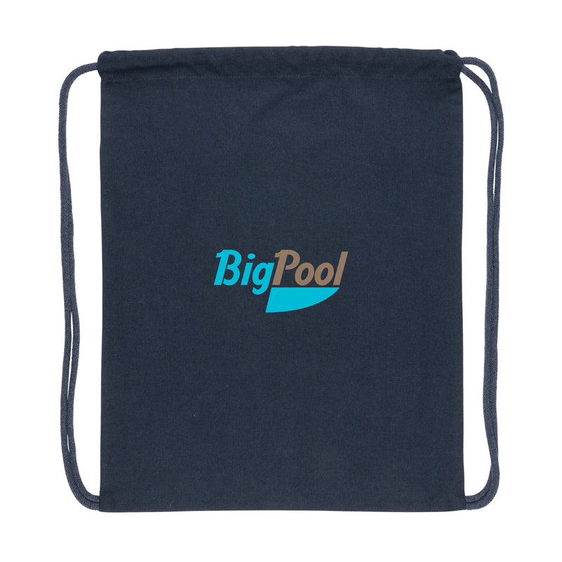 Load image into Gallery viewer, Recycled cotton drawstring backpack from XD Collection Impact AWARE™ with adjustable straps and eco-friendly design.
