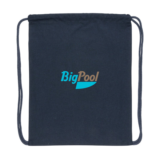 Recycled cotton drawstring backpack from XD Collection Impact AWARE™ with adjustable straps and eco-friendly design.