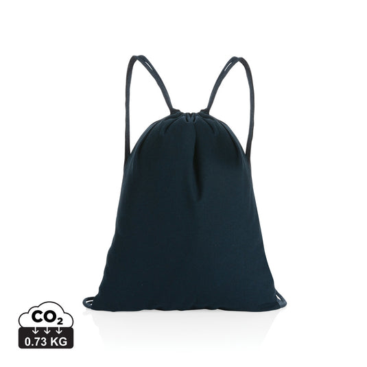 Recycled cotton drawstring backpack from XD Collection Impact AWARE™ in natural fiber, lightweight 145g for bags and travel use.
