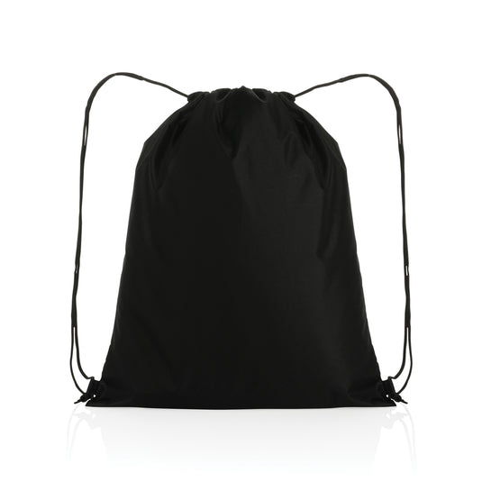 Impact AWARE™ RPET 190T drawstring bag by XD Collection, lightweight reusable bag with drawstring closure and eco-friendly material.