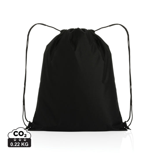 Blue Impact AWARE™ RPET 190T drawstring bag from XD Collection, featuring a durable fabric and adjustable drawstrings.