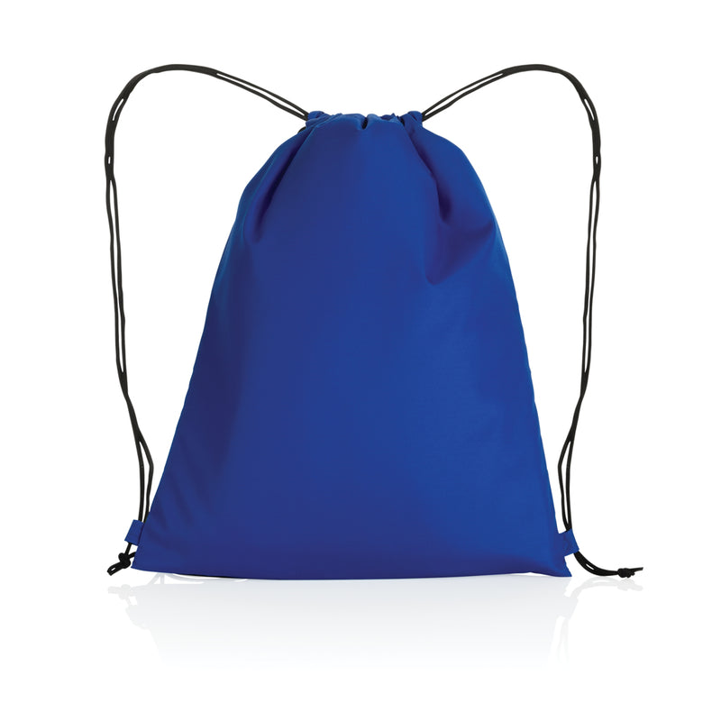 Load image into Gallery viewer, Impact AWARE™ RPET 190T drawstring bag by XD Collection, made from recycled materials, with black drawstrings and durable fabric.
