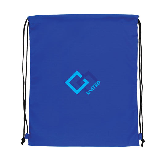 XD Collection Impact AWARE™ RPET 190T drawstring bag in black with red drawstrings, lightweight and eco-friendly for travel and everyday use.