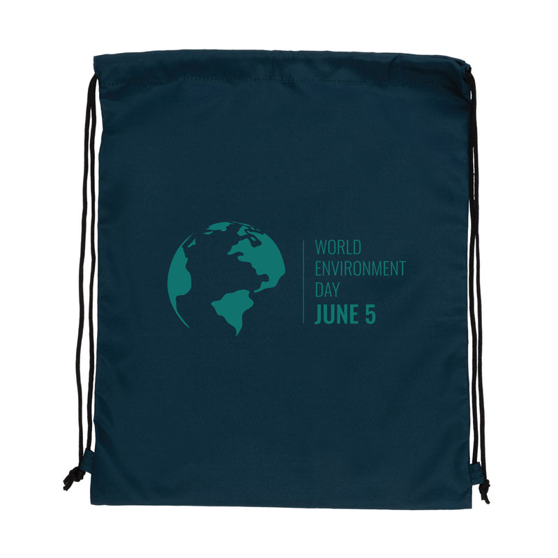 Load image into Gallery viewer, Blue Impact AWARE™ RPET 190T drawstring bag from XD Collection with black drawstrings, lightweight and eco-friendly for travel and everyday use.
