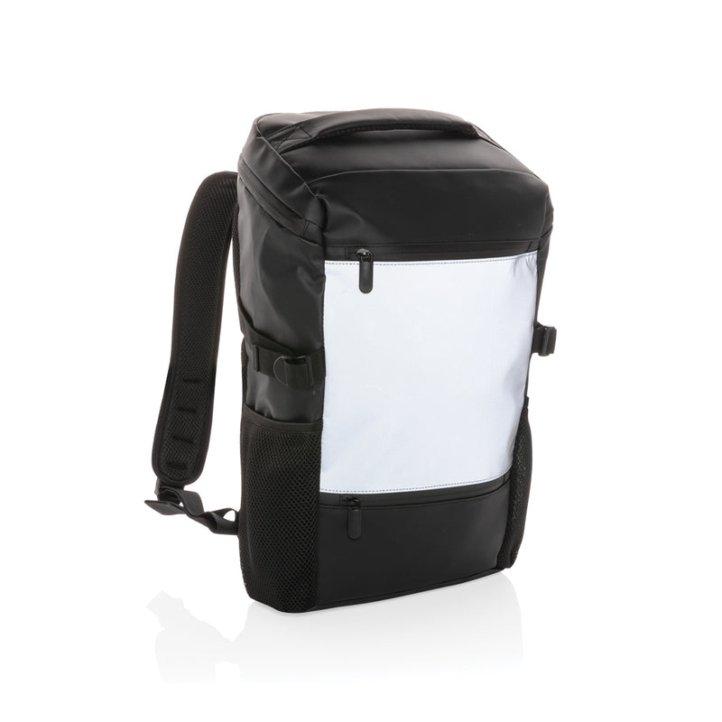 Load image into Gallery viewer, XD Collection PU high visibility laptop backpack with easy access compartment, designed for 15.6-inch laptops and travel use.
