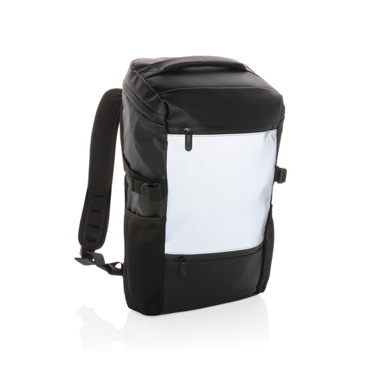XD Collection PU high visibility laptop backpack with easy access compartment, designed for 15.6-inch laptops and travel use.