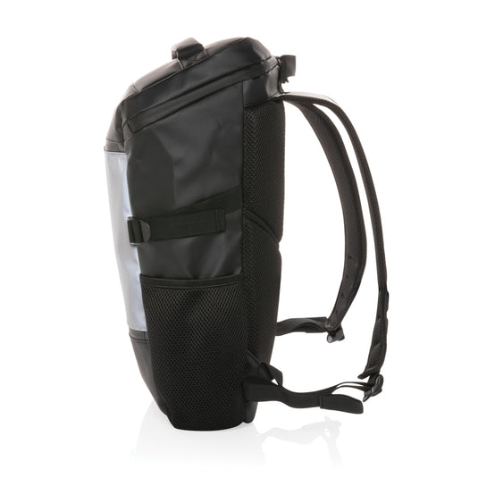 XD Collection PU high visibility laptop backpack with easy access compartment, designed for 15.6-inch laptops and travel use.