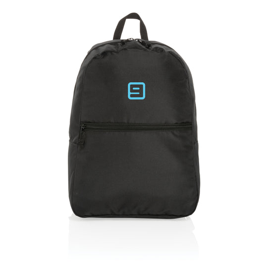 Lightweight Impact AWARE™ RPET backpack from XD Collection featuring multiple compartments and adjustable straps for travel and daily use.