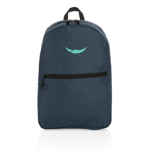 Lightweight impact AWARE™ RPET backpack from XD Collection with multiple compartments and durable straps, designed for travel and daily use.