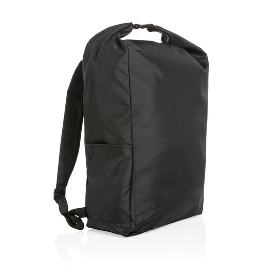 Lightweight Impact AWARE™ RPET rolltop backpack by XD Collection, showing durable bag with rolltop closure and adjustable straps.