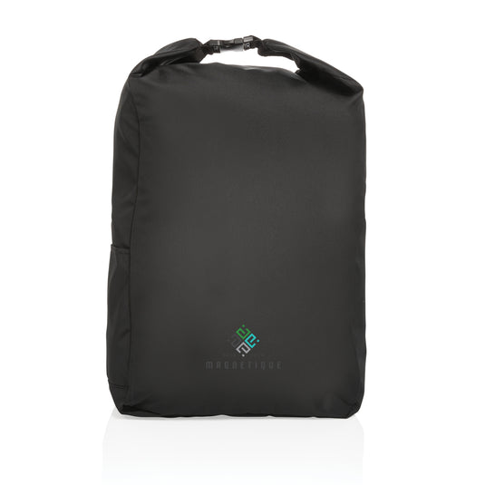Lightweight Impact AWARE™ RPET rolltop backpack from XD Collection, showcasing durable recycled fabric and spacious design.