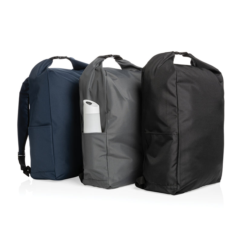 Load image into Gallery viewer, Lightweight Impact AWARE™ RPET rolltop backpack by XD Collection, featuring durable material and sleek design for travel and daily use.

