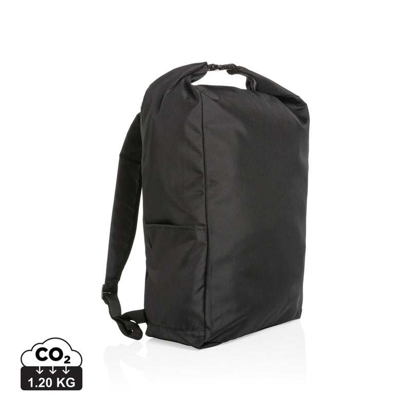Load image into Gallery viewer, Lightweight Impact AWARE™ RPET rolltop backpack by XD Collection, with padded straps and eco-friendly design for travel and everyday use.
