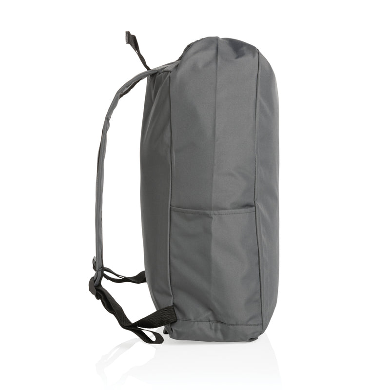 Load image into Gallery viewer, Lightweight RPET rolltop backpack from XD Collection's Impact AWARE™ series, shown with adjustable straps and spacious main compartment.
