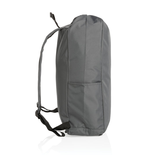 Lightweight RPET rolltop backpack from XD Collection's Impact AWARE™ series, shown with adjustable straps and spacious main compartment.