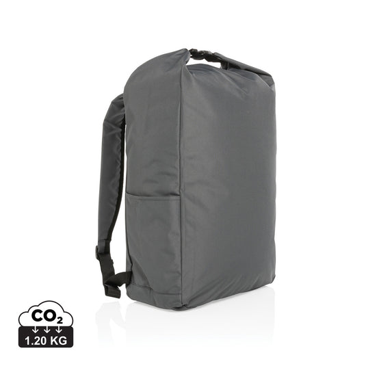 Lightweight RPET rolltop backpack from XD Collection, Impact AWARE™ bag with durable design for travel and everyday use.