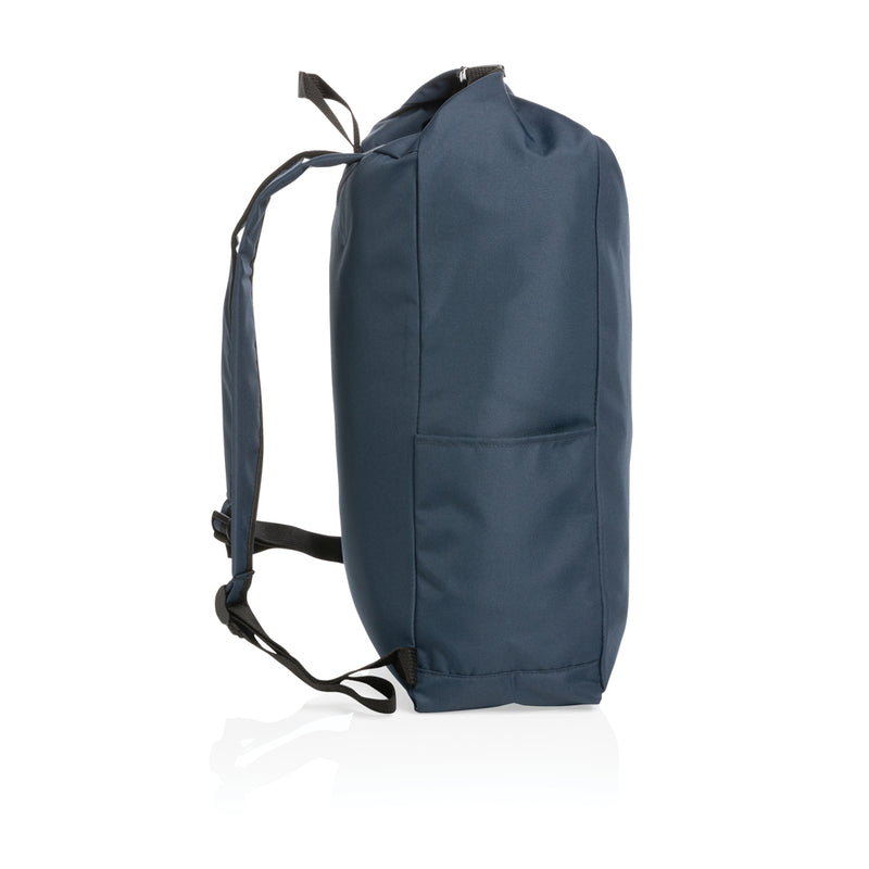 Load image into Gallery viewer, Lightweight RPET rolltop backpack from XD Collection's Impact AWARE™ series, with adjustable straps and spacious main compartment.

