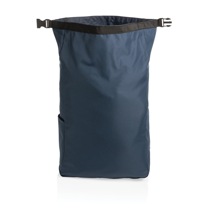 Load image into Gallery viewer, Lightweight Impact AWARE™ RPET rolltop backpack by XD Collection showing a stylish, eco-friendly bag with rolltop closure and shoulder straps.
