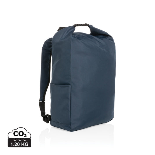 Lightweight RPET rolltop backpack from XD Collection's Impact AWARE™ line, featuring durable design and spacious storage.