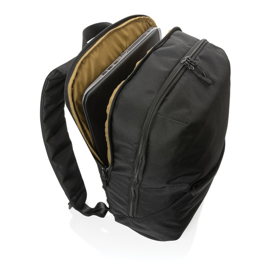 XD Xclusive Impact AWARE™ 1200D 15.6-inch modern laptop backpack, black bag with padded compartments and ergonomic design.
