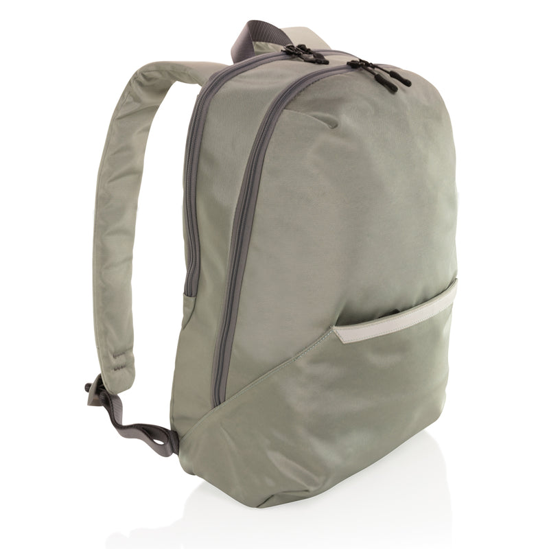 Load image into Gallery viewer, XD Xclusive Impact AWARE™ 1200D 15.6-inch modern laptop backpack, black bag with multiple compartments and padded shoulder straps.
