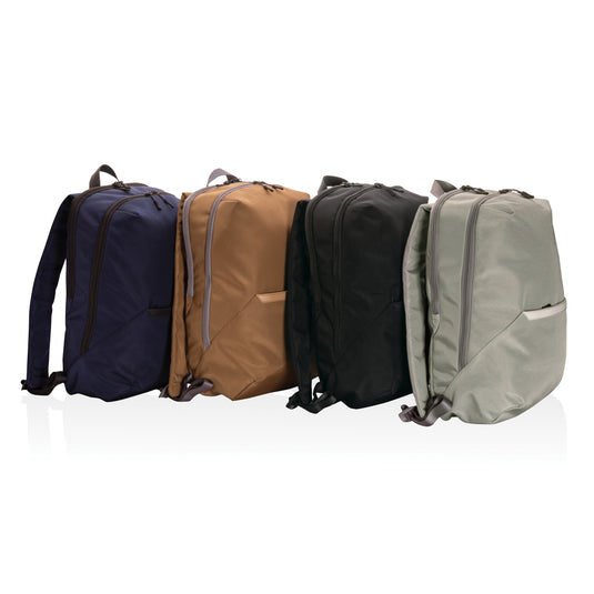 XD Xclusive Impact AWARE™ 1200D 15.6-inch modern laptop backpack with multiple compartments and padded shoulder straps.