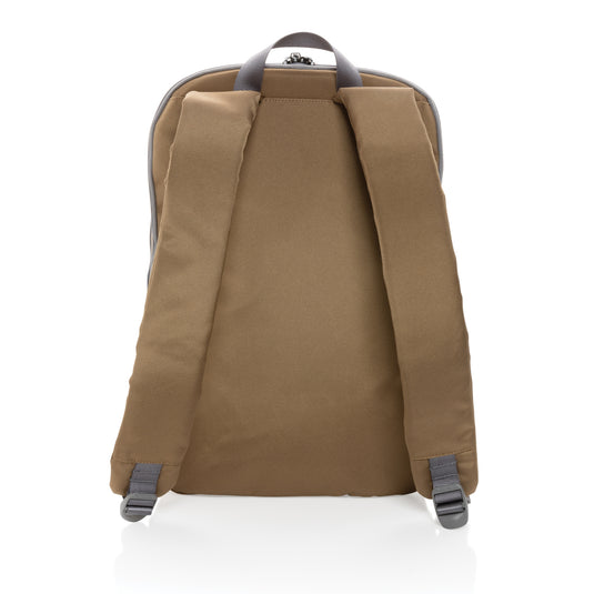 Impact AWARE™ 1200D 15.6-inch modern laptop backpack by XD Xclusive, featuring padded straps and multiple compartments.