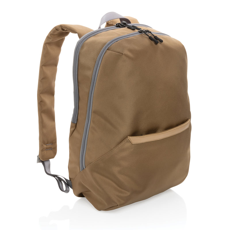 Load image into Gallery viewer, XD Xclusive Impact AWARE™ 1200D 15.6-inch modern laptop backpack with padded straps and multiple compartments, black fabric.
