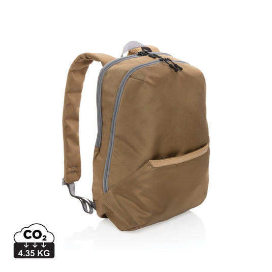 XD Xclusive Impact AWARE™ 1200D 15.6-inch modern laptop backpack with multiple compartments and padded straps for comfort.