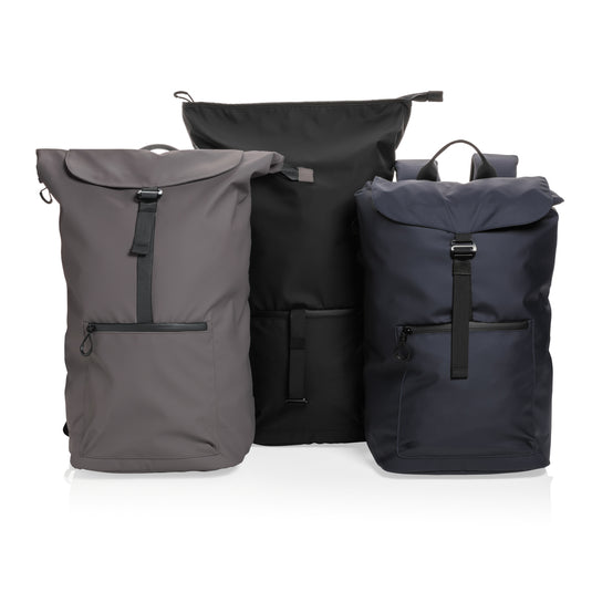 XD Collection Impact AWARE™ RPET water-resistant 15.6-inch laptop backpack with multiple compartments and padded shoulder straps.