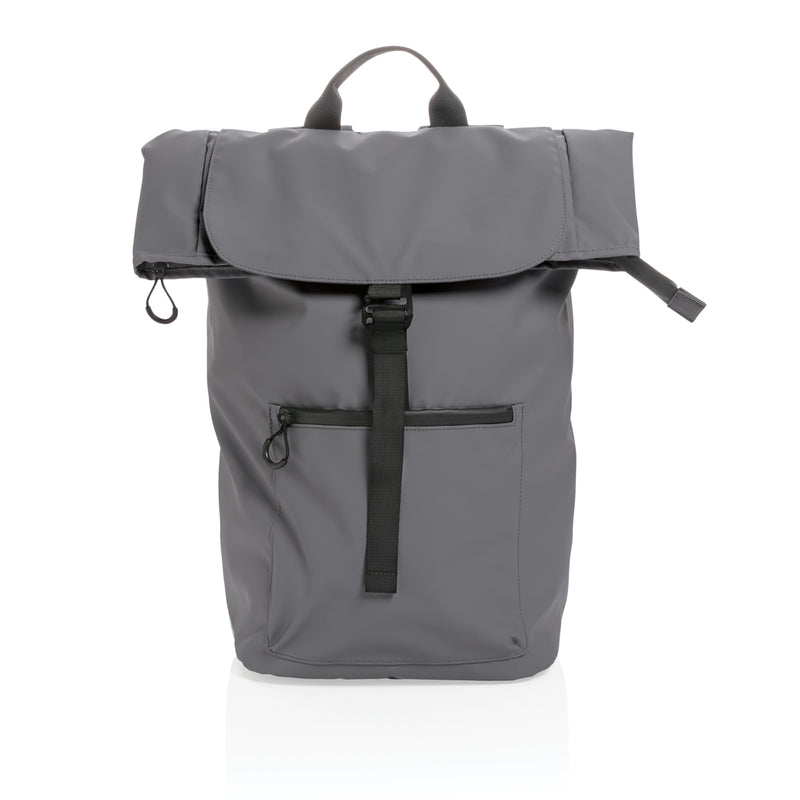 Load image into Gallery viewer, XD Collection Impact AWARE™ RPET water-resistant 15.6-inch laptop backpack, black bag with multiple compartments and padded straps.
