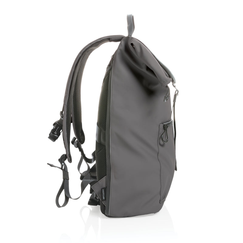 Load image into Gallery viewer, Water-resistant 15.6-inch laptop backpack from XD Collection's Impact AWARE™ RPET bags &amp; travel series, with multiple compartments.
