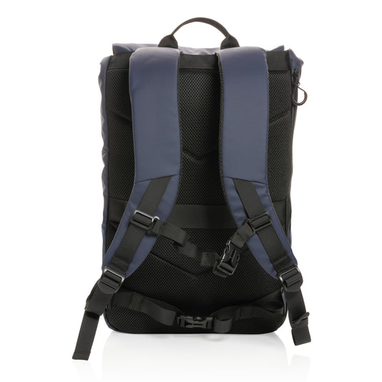 XD Collection Impact AWARE™ RPET water-resistant 15.6-inch laptop backpack with multiple compartments and padded shoulder straps.