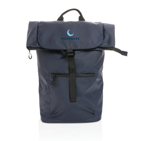 XD Collection Impact AWARE™ RPET water-resistant 15.6-inch laptop backpack with multiple compartments and padded straps.