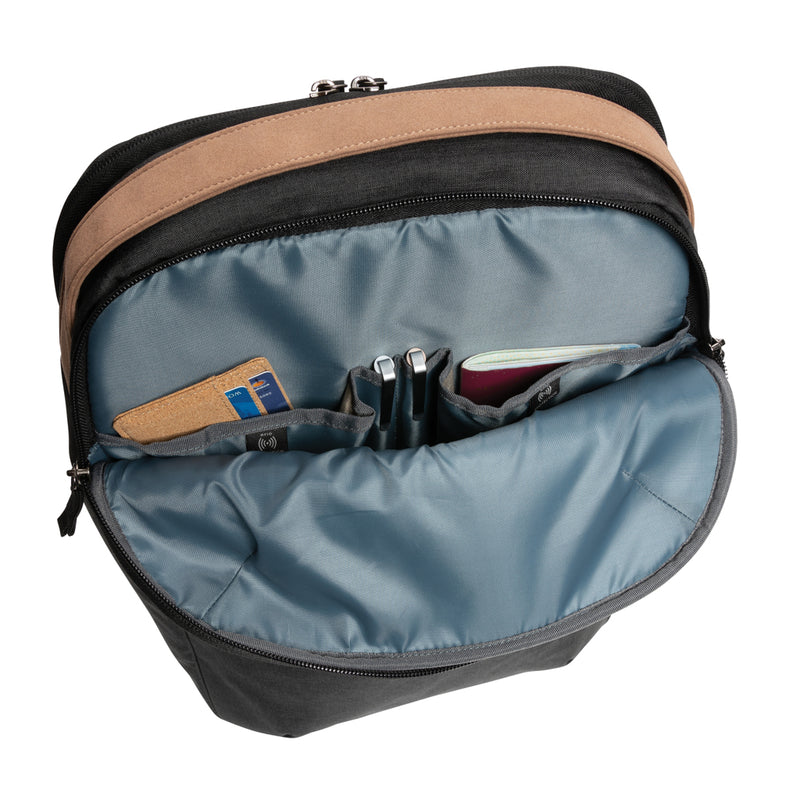 Load image into Gallery viewer, XD Xclusive Impact AWARE™ 300D two-tone deluxe 15.6-inch laptop backpack with multiple compartments and padded shoulder straps.
