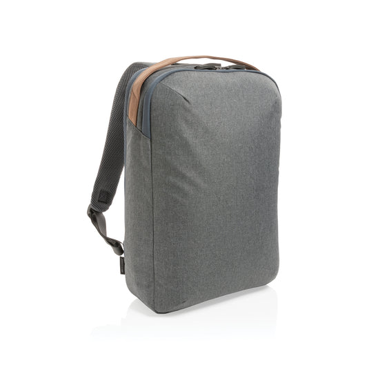 Impact AWARE™ 300D two-tone deluxe 15.6-inch laptop backpack by XD Xclusive with multiple compartments and adjustable straps.