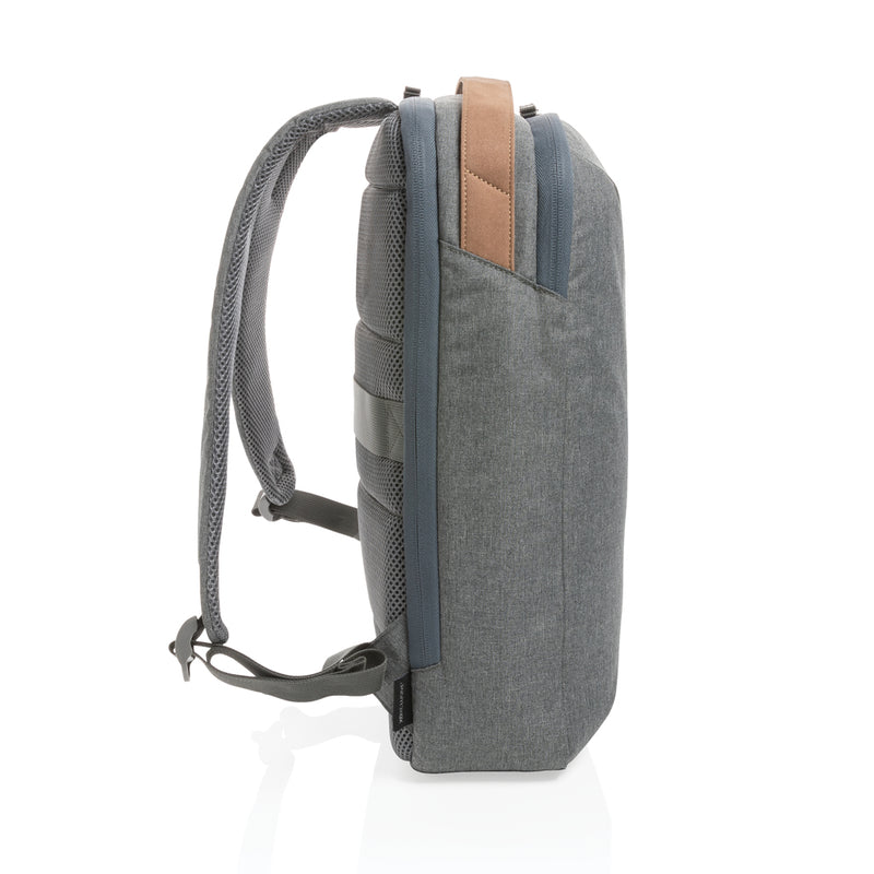 Load image into Gallery viewer, XD Xclusive Impact AWARE™ 300D two-tone deluxe 15.6-inch laptop backpack with multiple compartments and padded straps.
