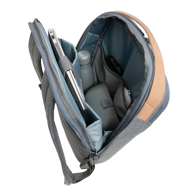 Load image into Gallery viewer, Impact AWARE™ 300D two-tone deluxe 15.6-inch laptop backpack by XD Xclusive with multiple compartments and padded shoulder straps.
