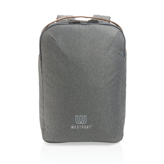XD Xclusive Impact AWARE™ 300D two-tone deluxe 15.6-inch laptop backpack with multiple compartments and padded straps.
