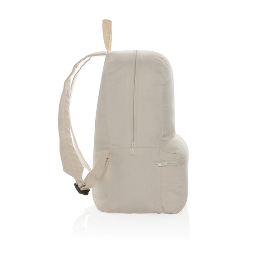 Undyed Impact Aware™ 285 gsm rcanvas backpack from XD Collection, showing the sturdy fabric and minimalist design.