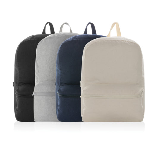 Undyed Impact Aware™ 285 gsm rCanvas backpack by XD Collection, durable bag with adjustable straps and spacious main compartment.
