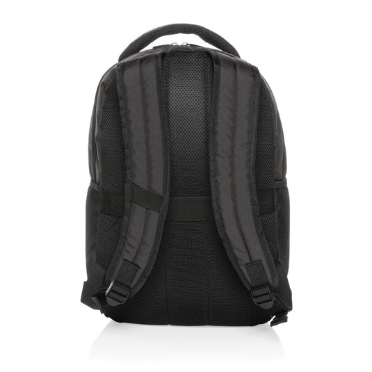 Impact AWARE™ Boardroom laptop backpack by XD Collection, PVC-free bag with multiple compartments and padded laptop sleeve.