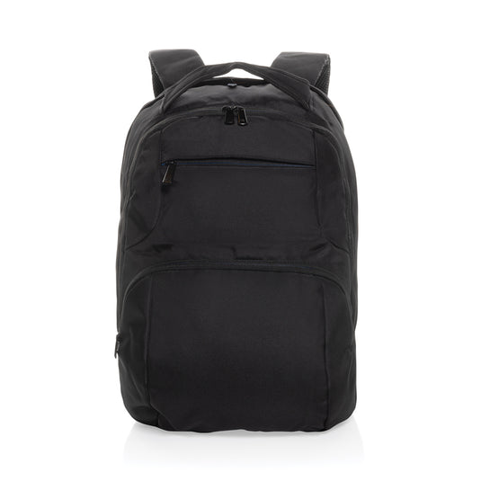 Impact AWARE™ Universal laptop backpack by XD Collection with padded straps and multiple compartments on a plain background.